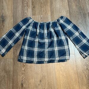 Cloth & Stone Off-the-Shoulder Plaid Blouse